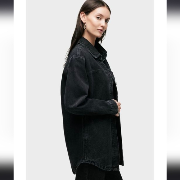 NWT Hudson Jeans Denim Jacket (Shacket)‎ Black Oversized XL - Picture 2 of 7